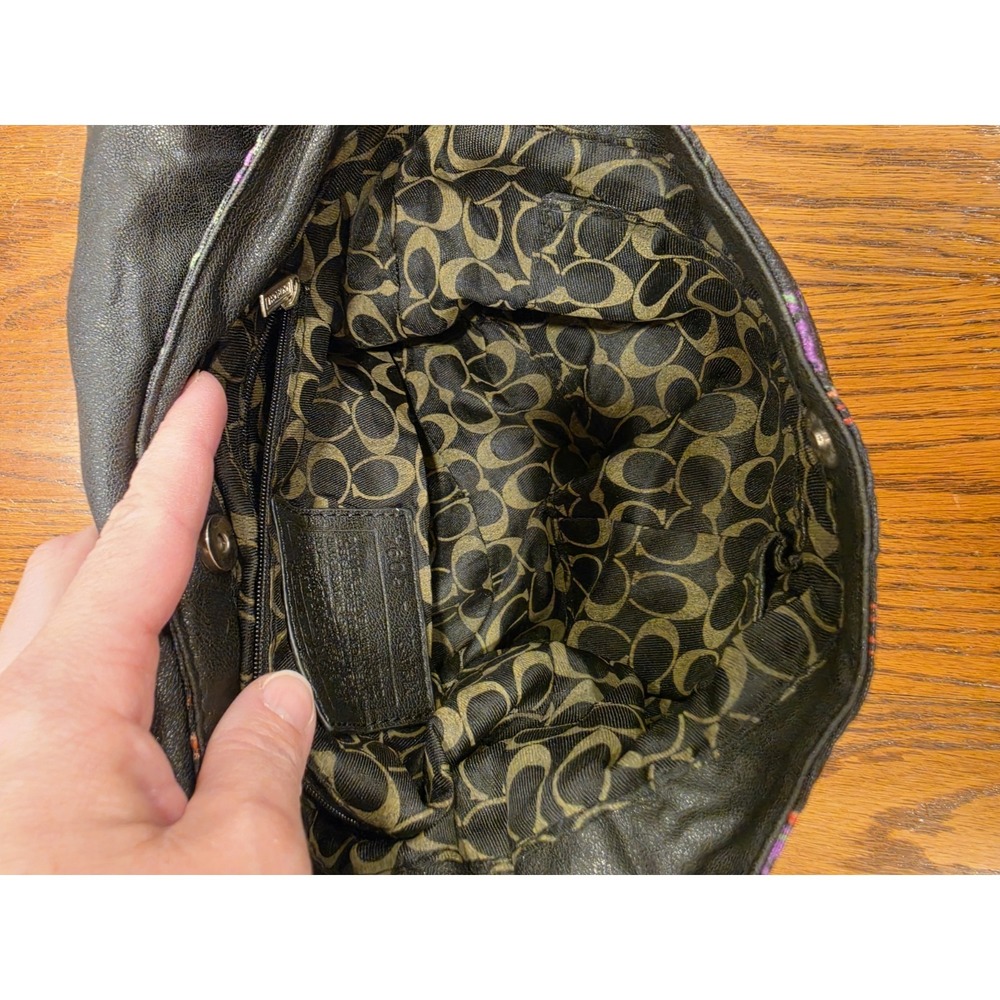Y2K Coach Scribble Print Chain Strap Shoulder Bag Black Multicolor Medium - Picture 6 of 11